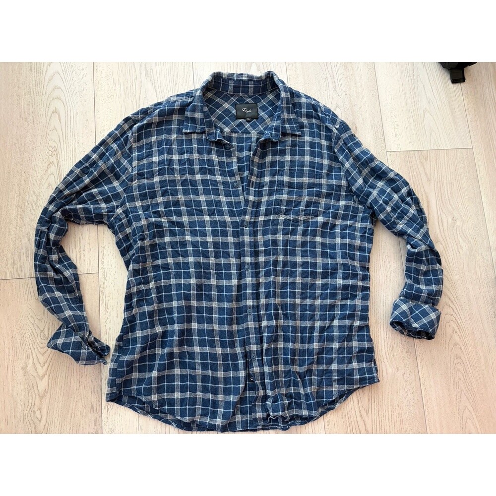Rails Lennox Plaid Flannel Men's Button Up Adult XXL Long Sleeve Gray Shirt